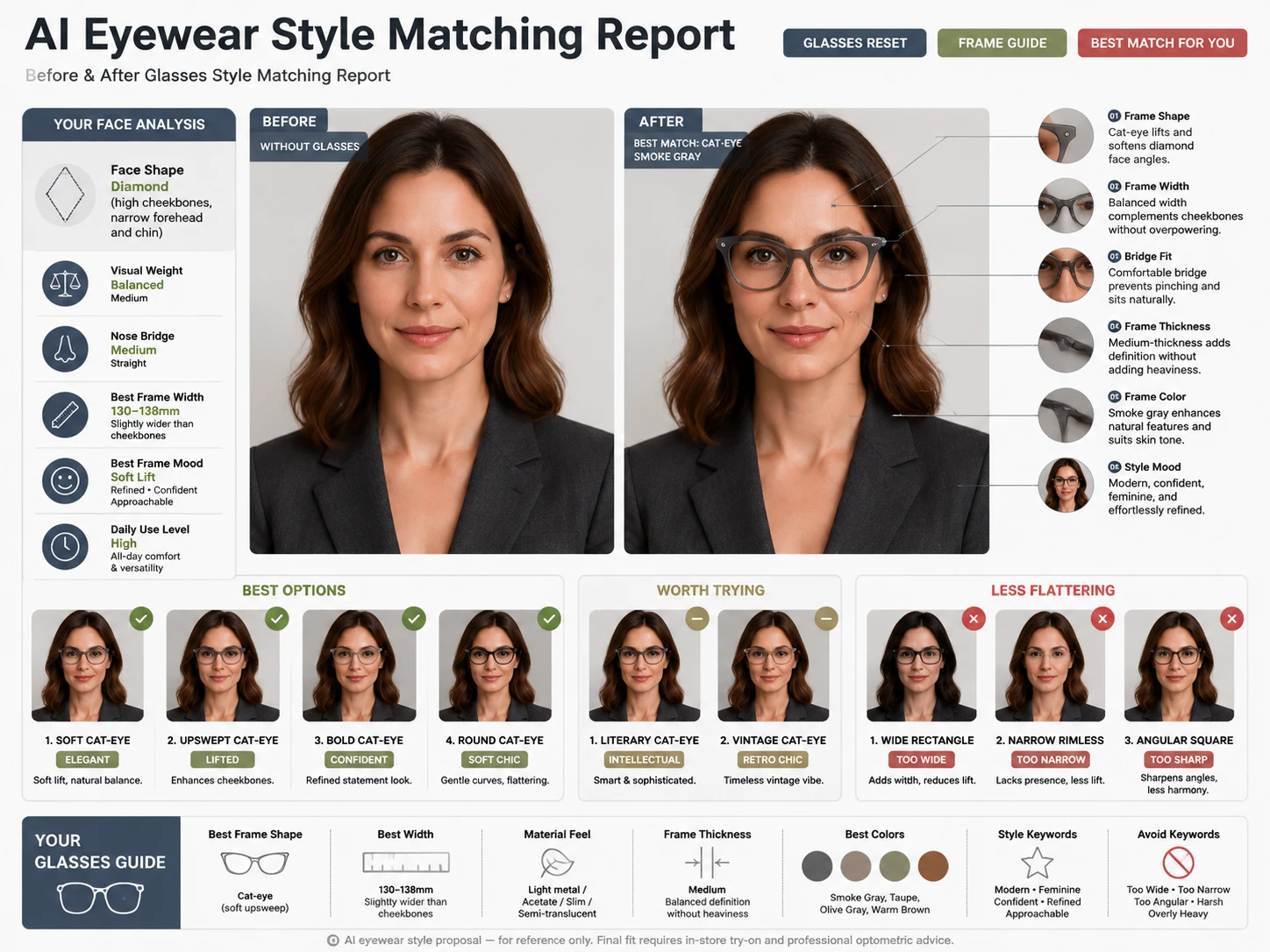 Best Glasses for Diamond Face Shape — Cat-Eye Frames