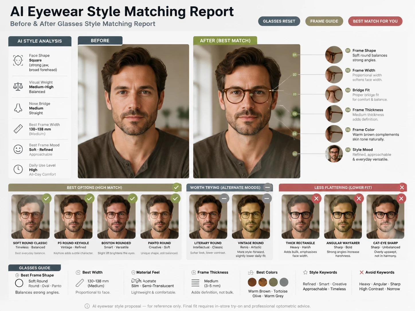 Best Glasses for Square Face Shape — Soft Round Frames